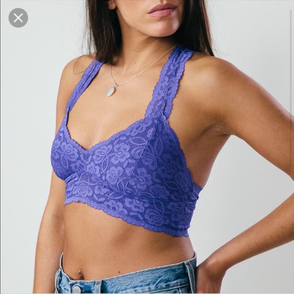 NWT FREE PEOPLE GALLOON RACERBACK‎ BRALETTE, SLATE Boho Romantic Feminine - Picture 5 of 8